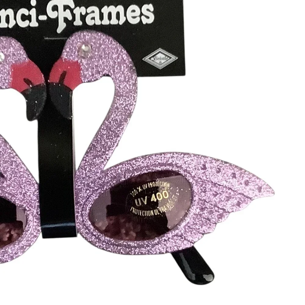 Kids Flamingo-Themed Glitter Novelty Sunglasses Fanci-Frames‎ UV 400 Protection